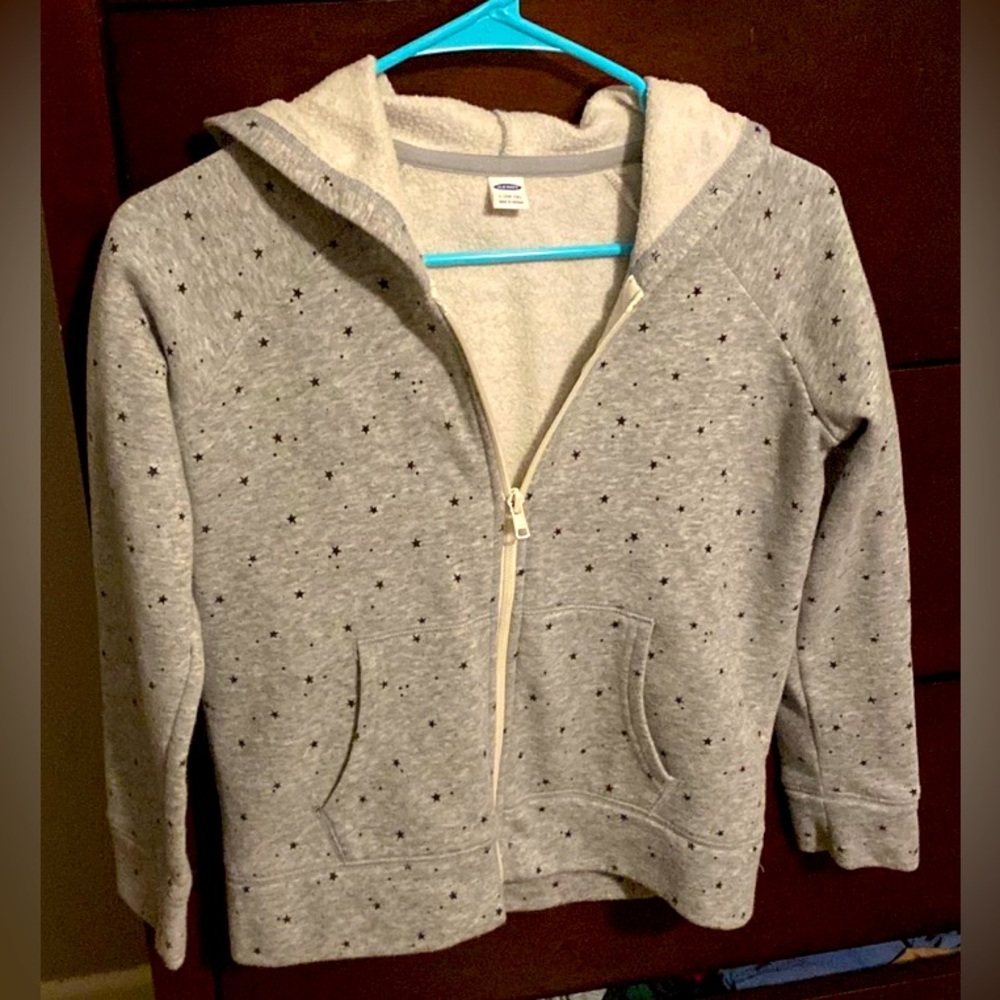 Old Navy grey with stars hoodie girls siz 10-12